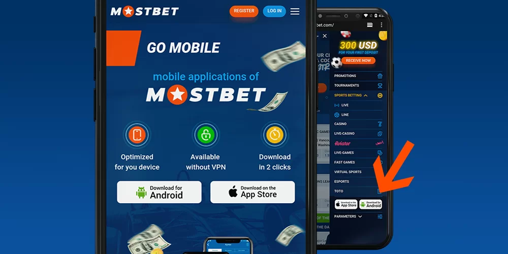 Download Mostbet app from App Spore and for Android devices
